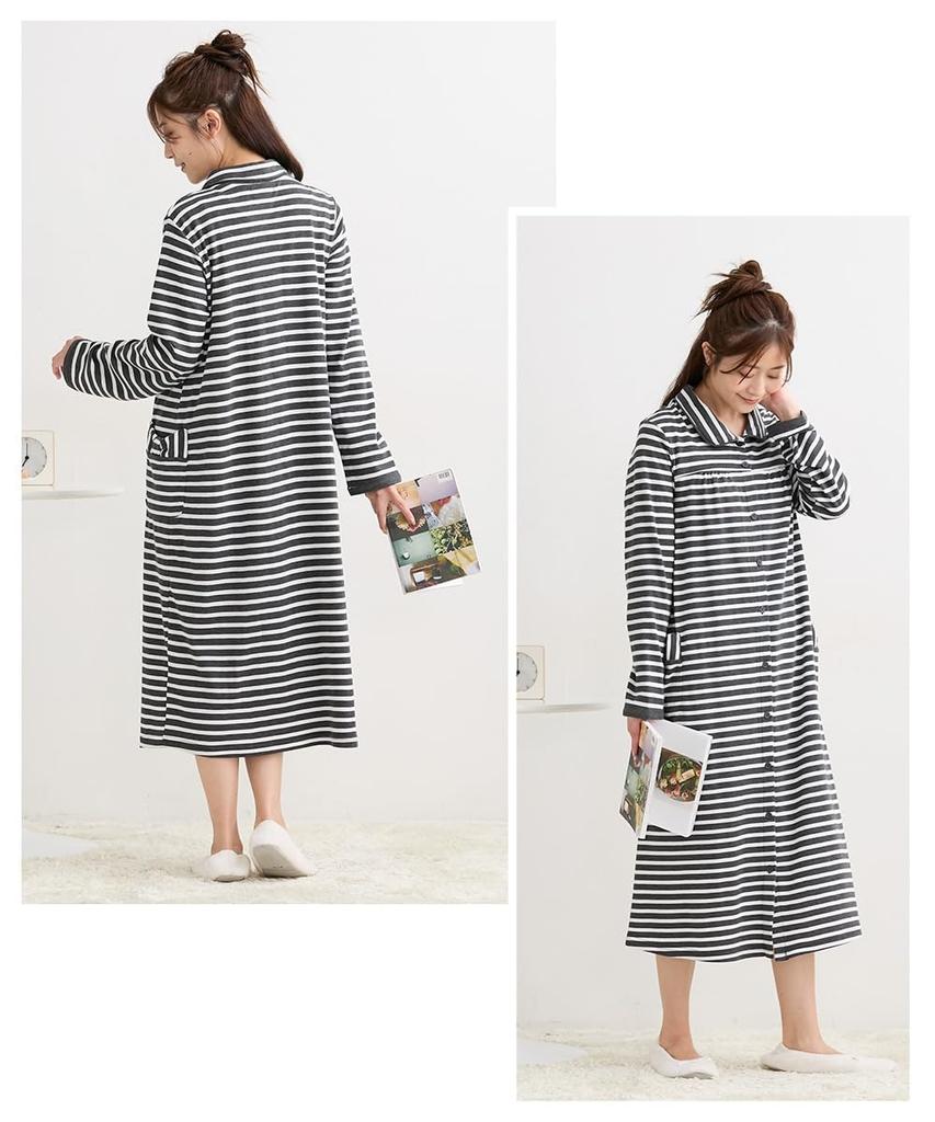 Nissen and Postpartum Nursing Cotton Blend Smooth Collared Maternity Maternity Size L Loungewear/Pajamas [Pre- Wear] Front-Opening Nightgown, Mocha,