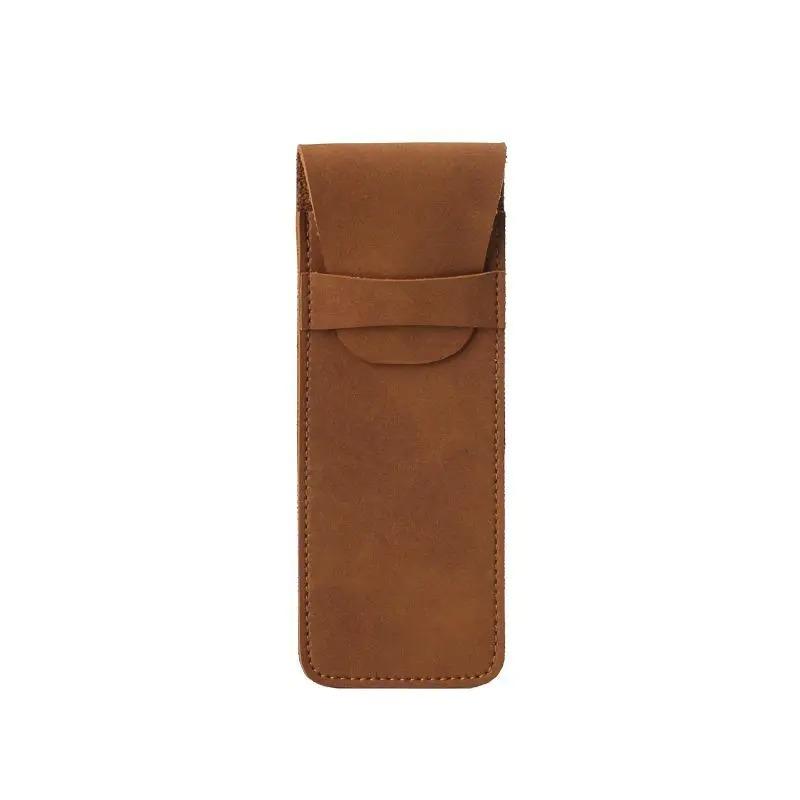 Vintage Frosted PU Leather Flap Pen Case High-end Fountain Pen Protective Sleeve Large Capacity Double Set of Pen Case