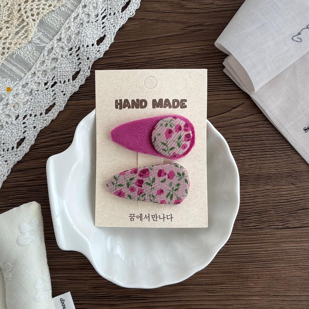 Korean Style Floral Bow Hair Clip for Girls - Bright Rose Red