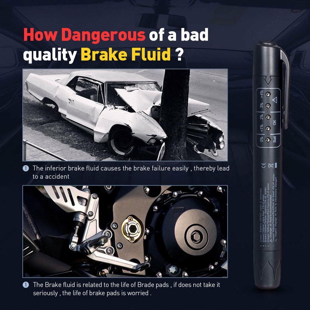 Car Brake Fluid Tester Auto Oil Detecting Pen LED Indicator Testing Tool Automotive Accessory Automobile Supplies