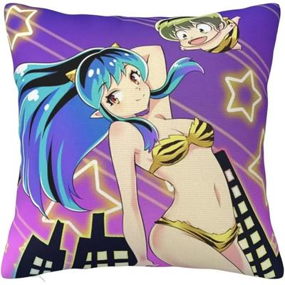 Urusei Yatsura mesto spilvenu pārvalki, kvadrātveida anime dekoratīvie spilvenu pārvalki