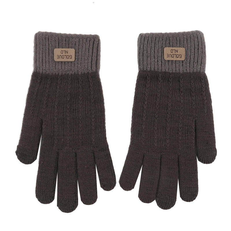 Gants d'hiver chauds et épais pour femmes et hommes, mitaines tricotées extensibles, gants à doigts complets, gants doubles de couleur assortie