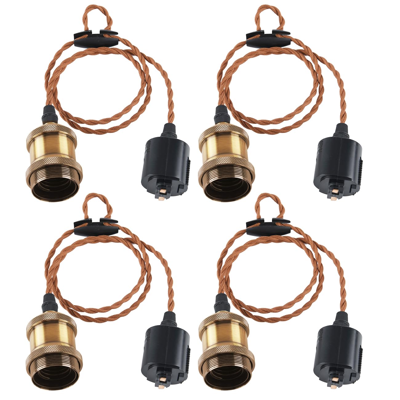 

PNRLUX Pendant Light, E26 Bulb Socket, Set of 4, Pendant Socket for Duct Rails, 100cm Adjustable, LED Compatible, for Living Rooms, Dining Tables,