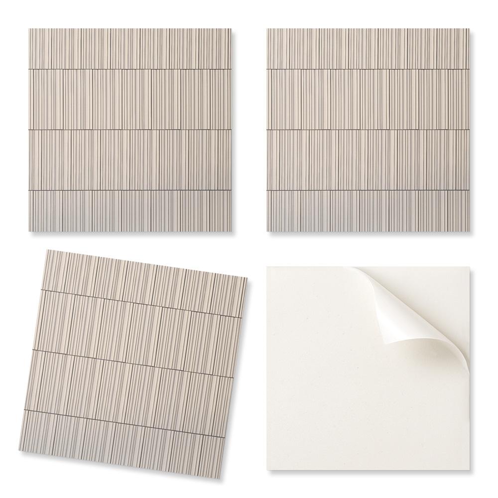 Set of Vinyl Tiles With Decor for Kitchen or Bathroom Parallel Lines On Background 9X30X30 Cm
