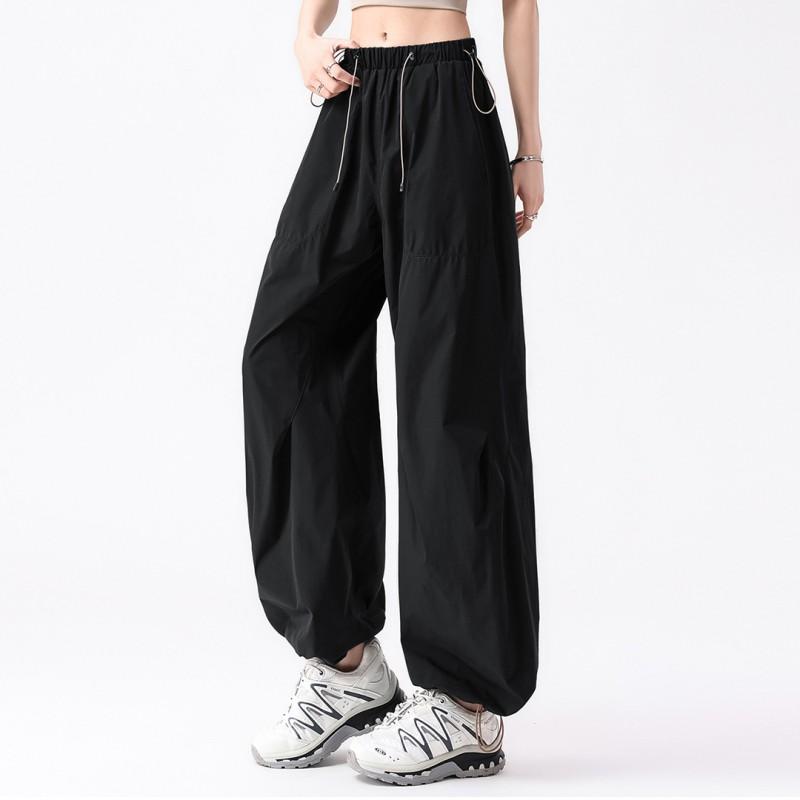 High-Waisted Wide-Leg Cargo Pants Women Breathable Quick-Dry Outdoor Hiking Casual Streetwear
