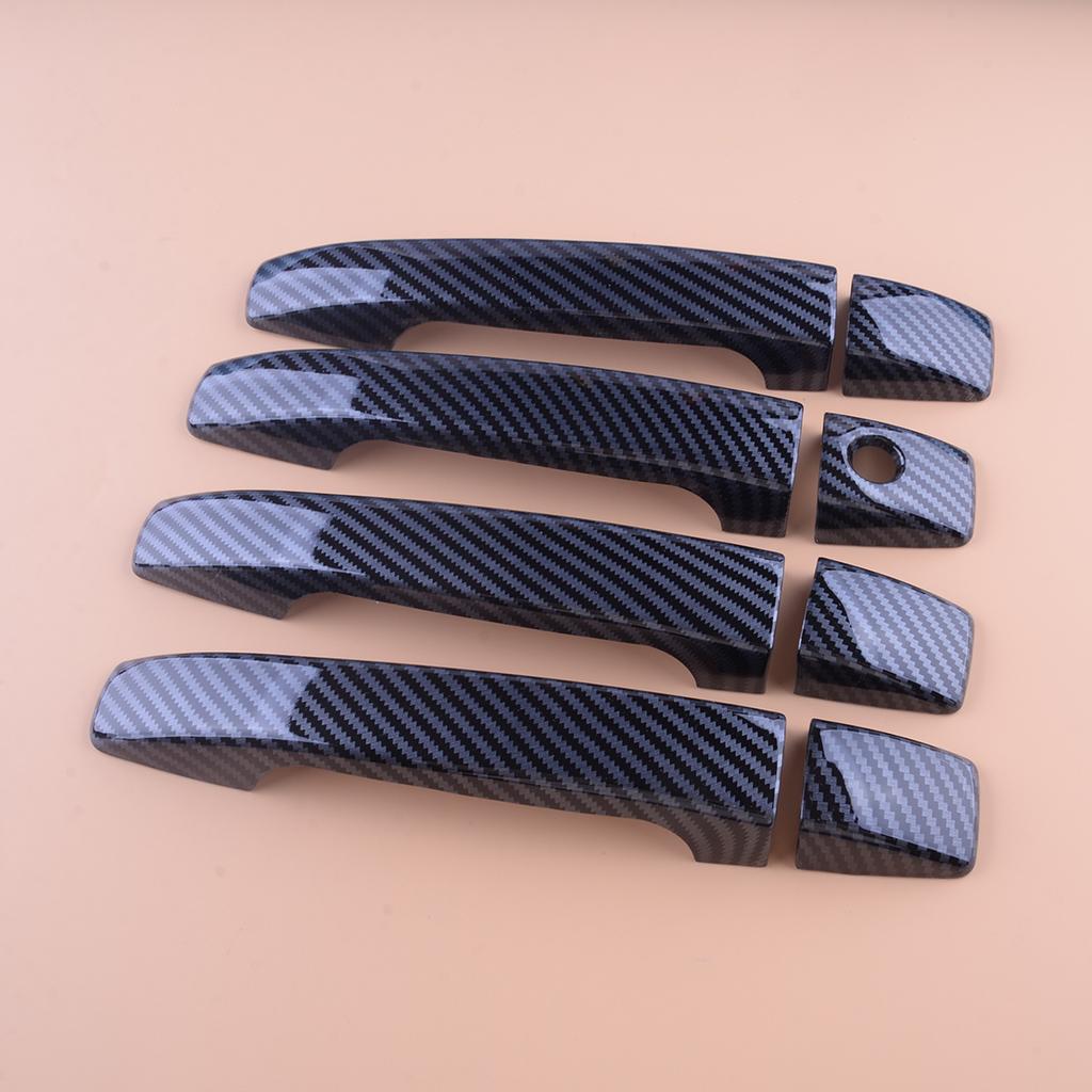 Black Car Exterior Front Rear Door Handle Cover Trim Cap Set Fit for Subaru Forester 2009 2010 2011 2012 2013 Carbon Fiber