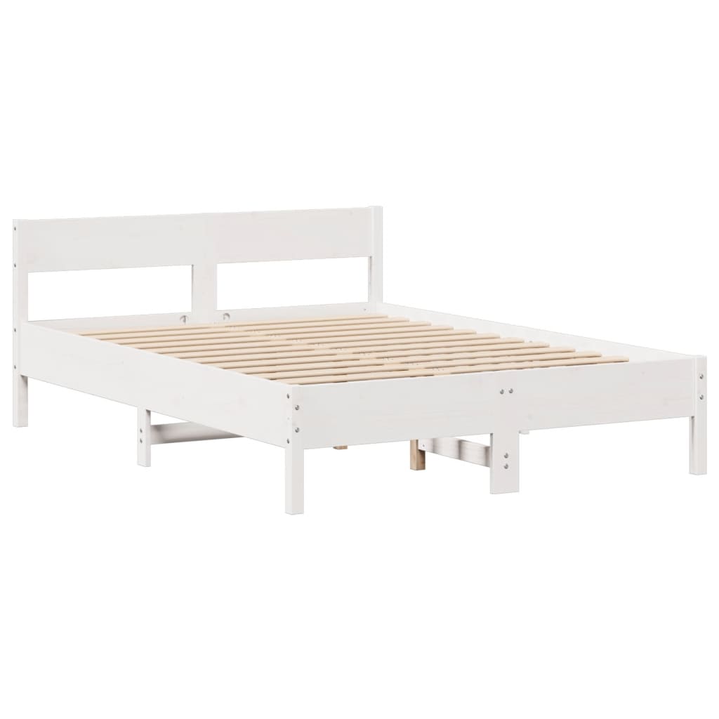 Vidaxl Rama Łóżka Bez Materaca, Biała, 120X190 Cm, Lite Drewno Sosnowe