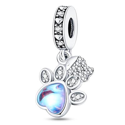 Fashion DIY Jewelry Cute Animal Shaped Zircon Cat Paw And Fish Pendant Beads