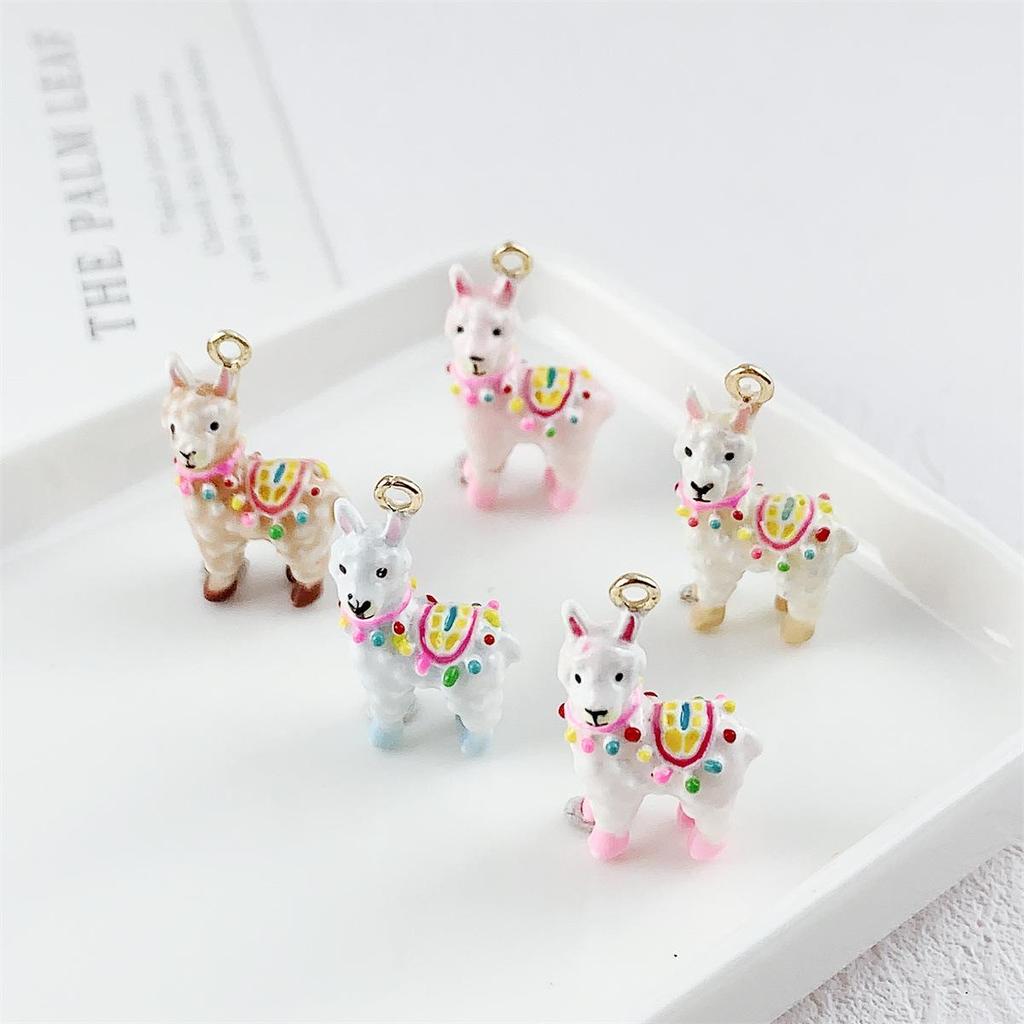 Kleurrijk 3D Alpaca Cartoon Bedeltje Hanger voor DIY Sieraden Armband Ketting