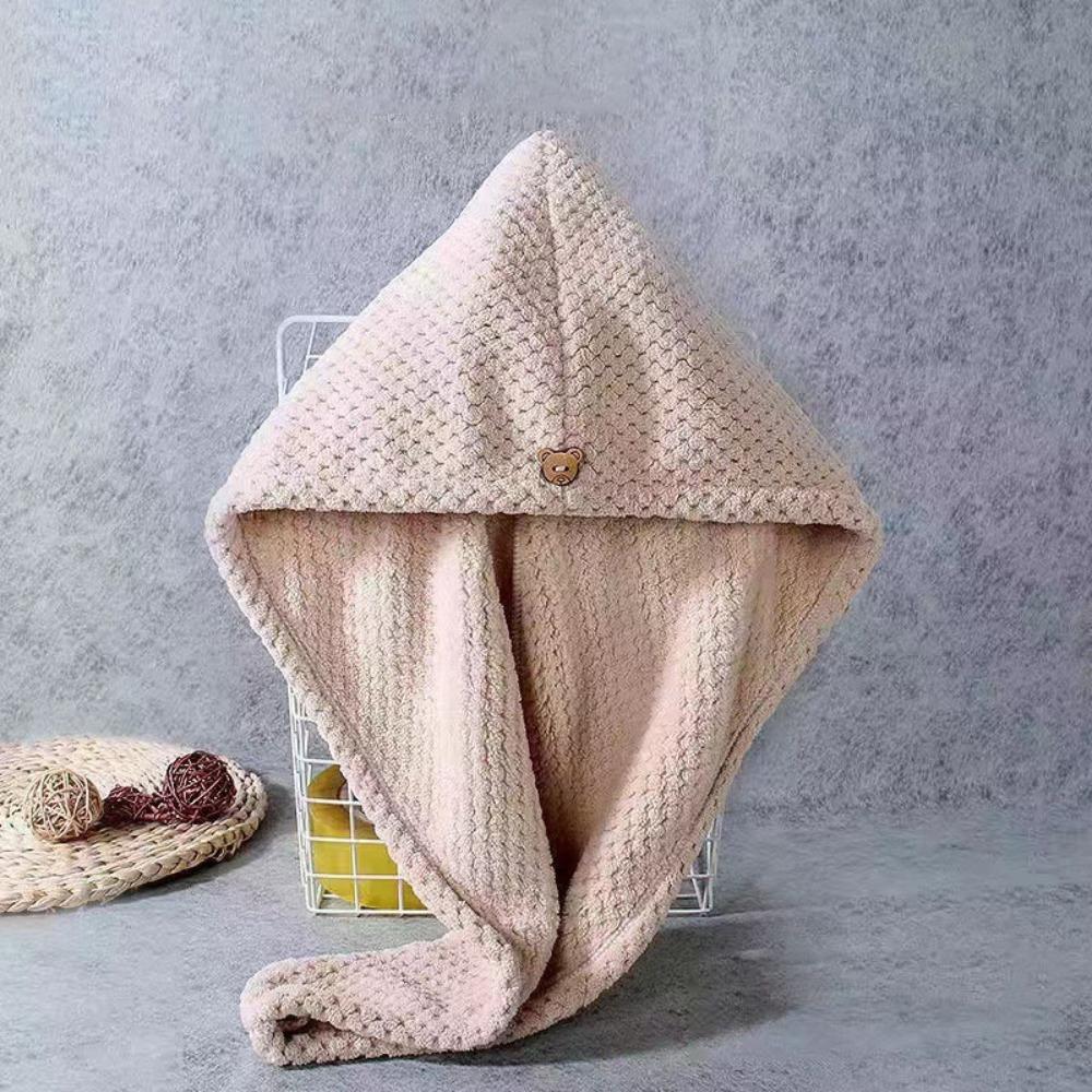 

Coral Dry Hair Cap Single Layer Absorbent Hair Hat New Wrapped Bath Caps хаки