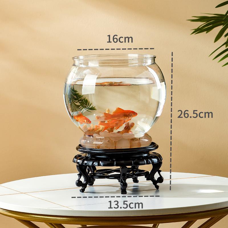 Transparent Plastic Desktop Turtle & Betta Fish Tank - Round Ornamental Aquarium for Home or Office