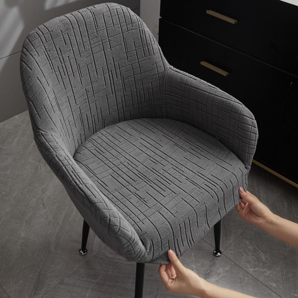 1/4pcs Water-Repellent Geometric Lines Jacquard Stretch Polar Fleece Chair Cover, for Living Room, Dinning Room Chair Decor