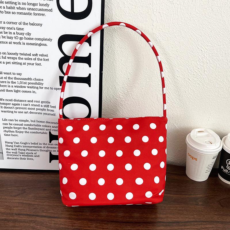 2026 Spring Women's Polka Dot Nylon Shoulder Handbag - Fashionable, Cute, Versatile