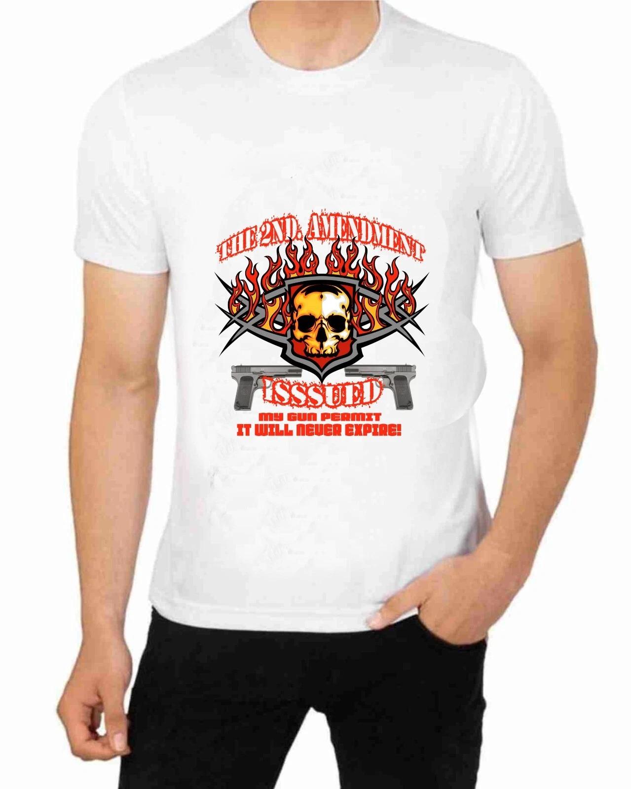 2nd Amendment Issued My Gun Permit T-Shirt for Men Apparel Short Sleeve Clothing 2XL