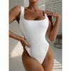 S - XL Sexy Ribbed Cut Out Backless One Piece Swimsuit Women Swimwear Female Strappy High Leg Cut Bather Bathing Suit Swim