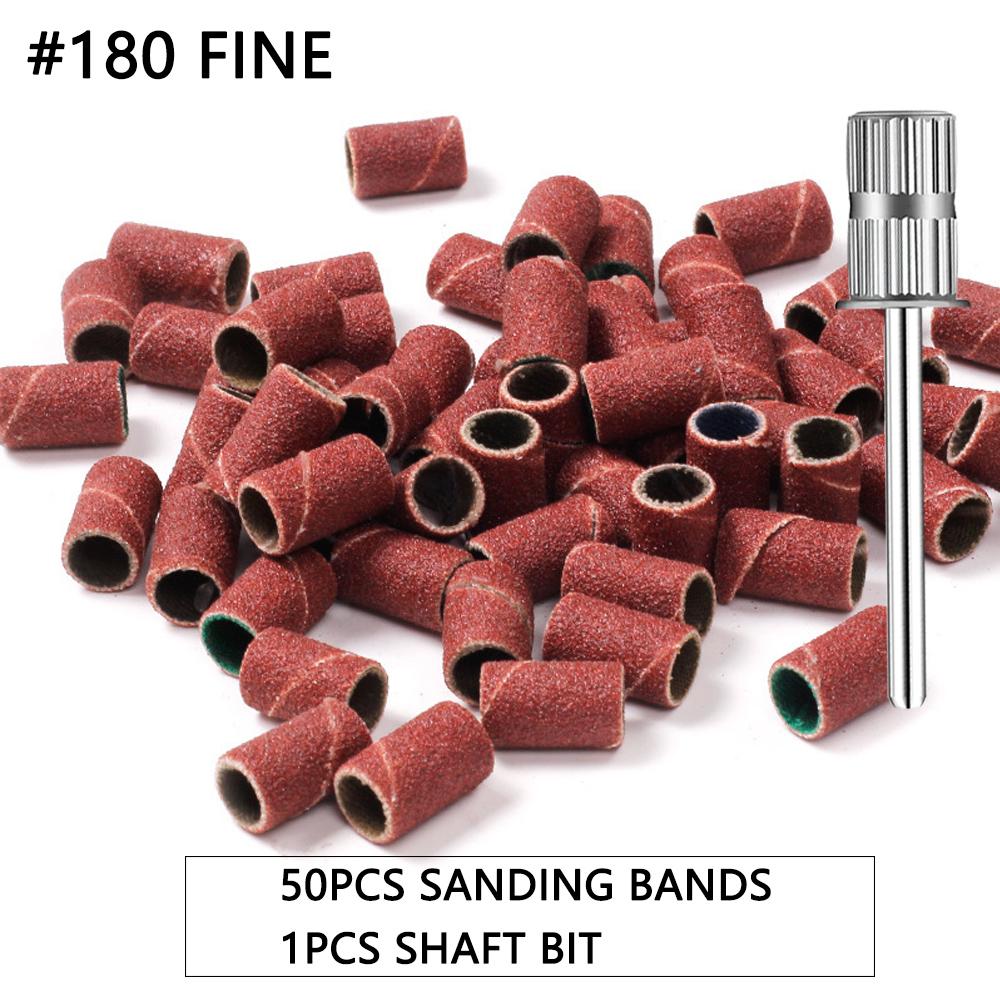 

100pcs/50pcs Sanding Cap Bands Pedicure Tool Set, For Electric Manicure Machine 180#/120#/80# Grit Nail Drill Grinding Bit Files