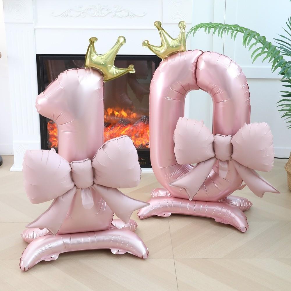 Crown Shape Aluminum Foil Balloons Pink Color 42 Inch Balloons Wedding Venue Decoration