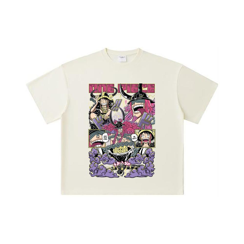 260 GSM Double Yarn 32 Count 100% Cotton One Piece V50 Luffy Loki Print Unisex Heavy Cotton T Shirt