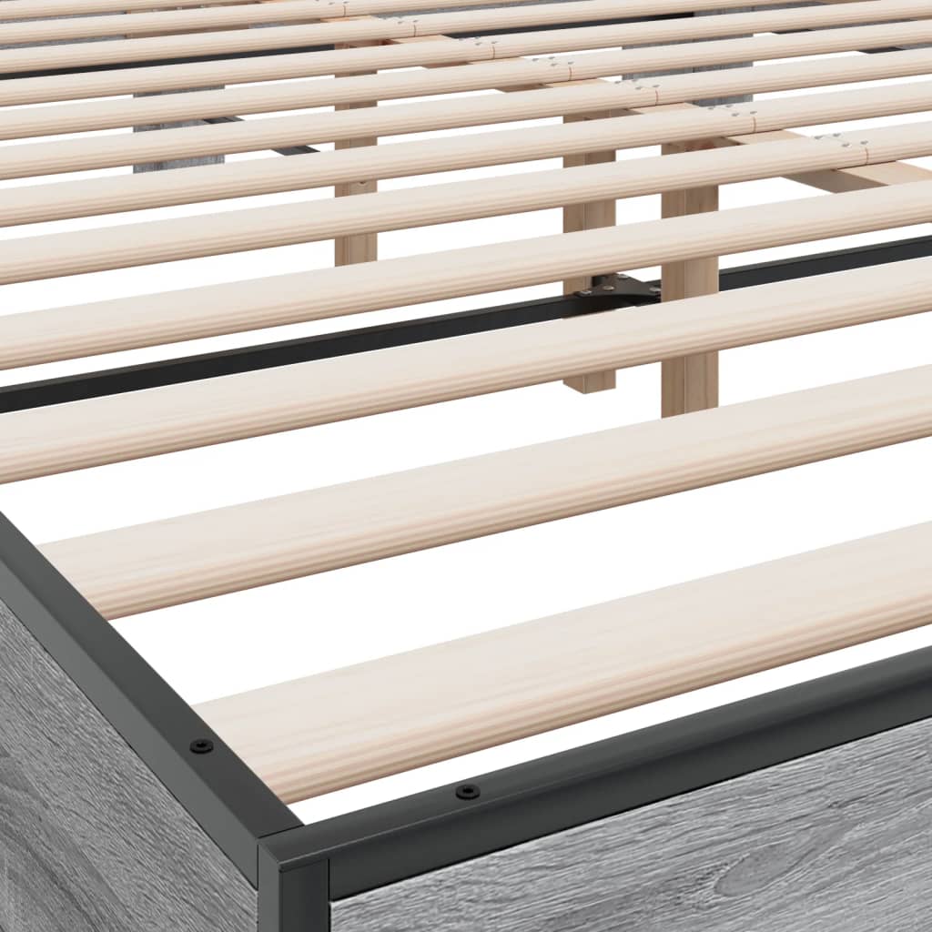 Bed Frame Gray Sonoma 150x200 cm Particleboard and Metal