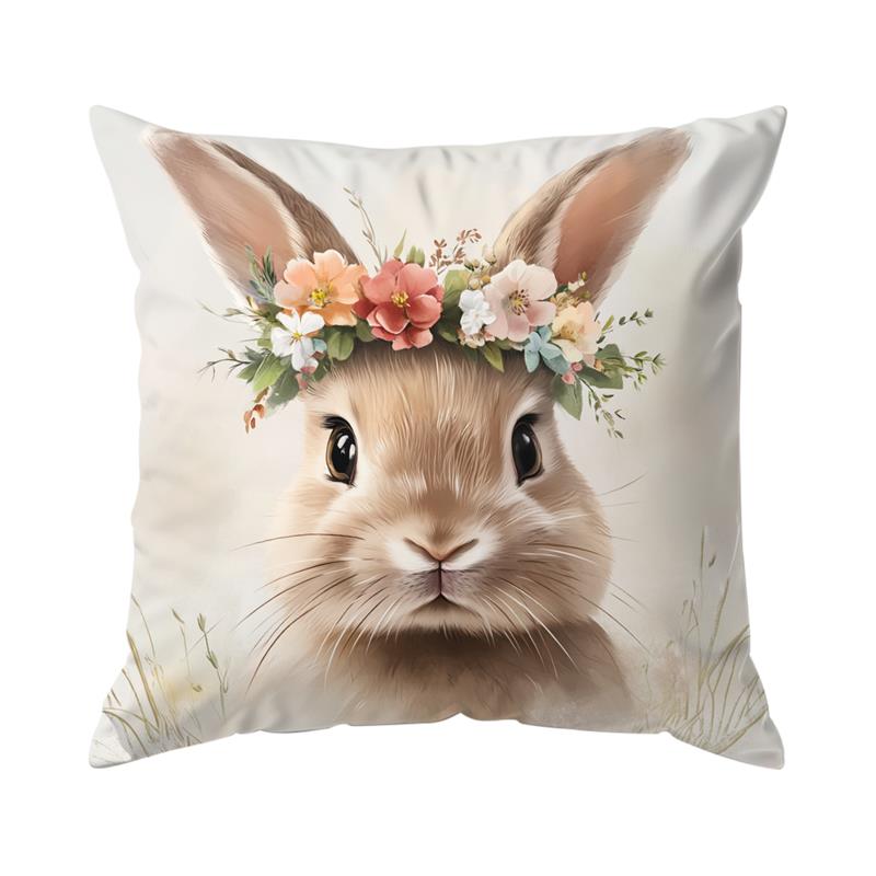 1 Pc Rabbit Pattern Easter Day Pillowcase Home Office Sofa Cushion Cover Living Room Decor Pillow Cover Happy Easter Decor