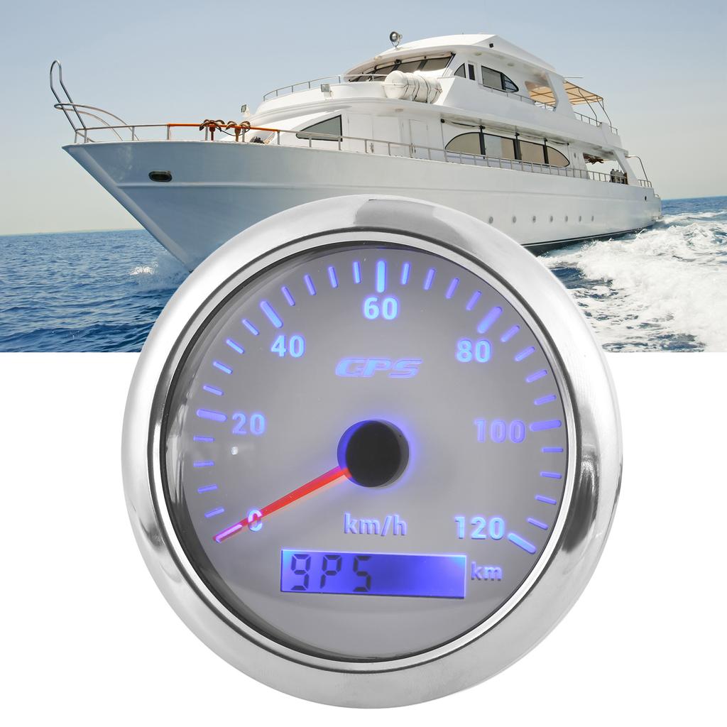 85mm Marine Auto GPS Speedometer 120KMCelsiusH Speed Odometer with 7 Color Backlight for Car Boat RV Yacht