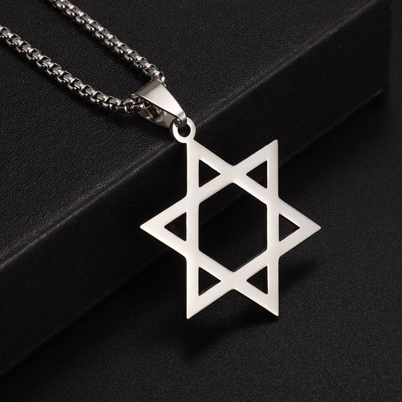Hexagram Necklace Personalized Pendant European and American Trendy Men Stainless Steel Chain Necklace