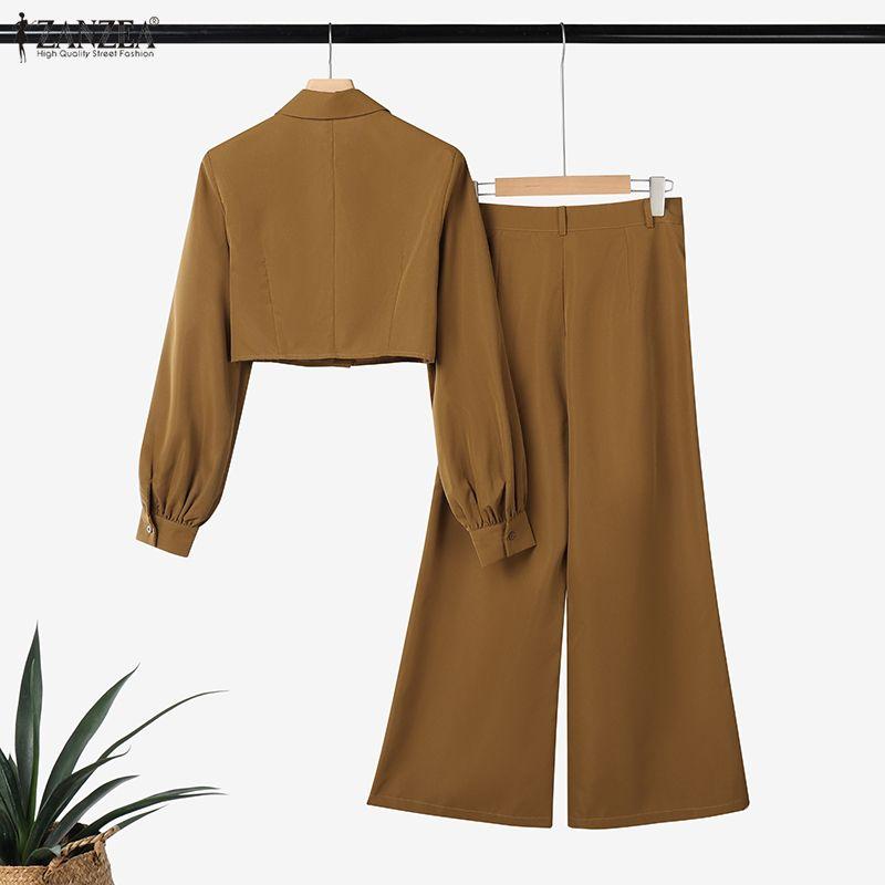 ZANZEA Lässiges zweiteiliges Anzug-Set für Damen mit langärmeliger Bluse und Hose