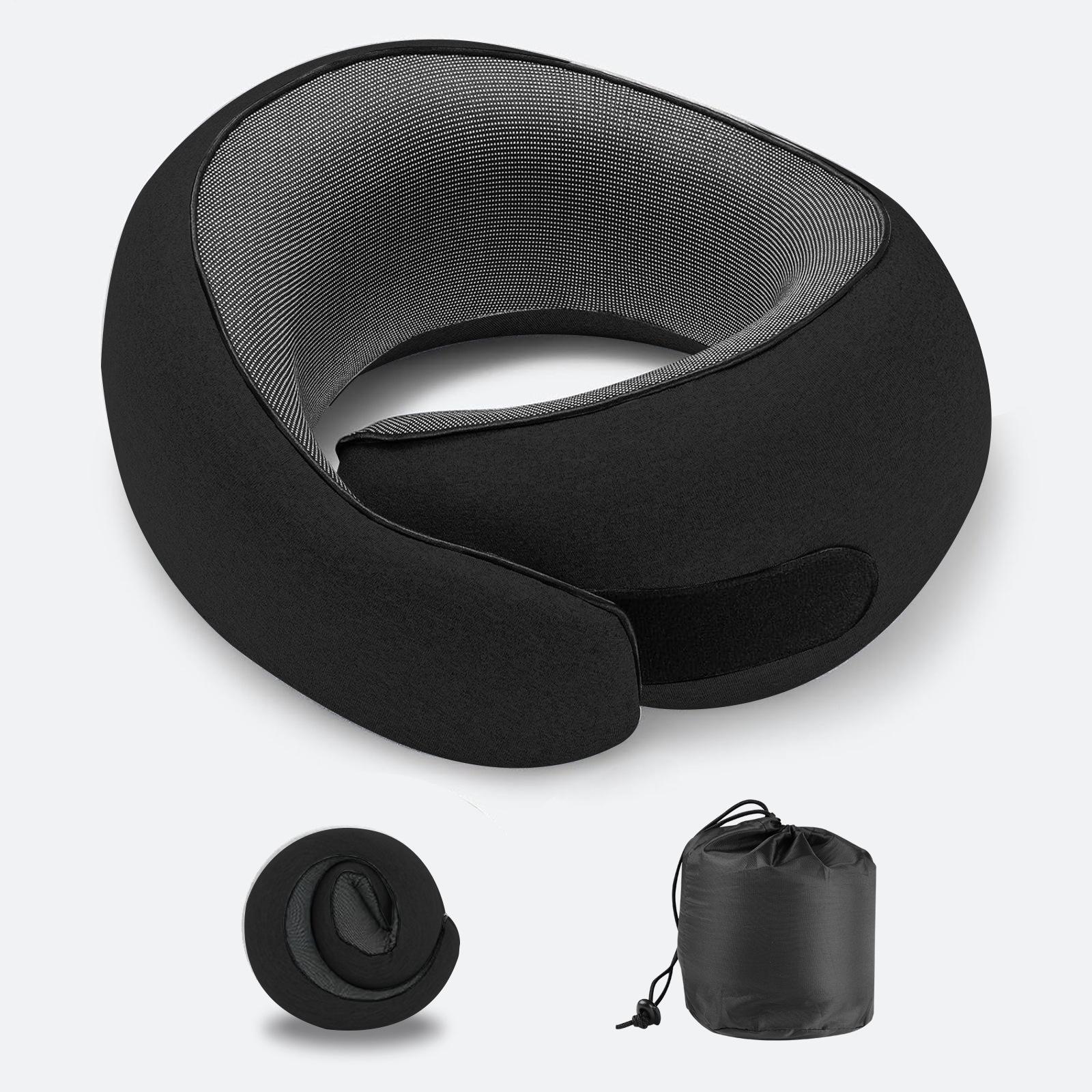 

Portable U-shaped Travel Pillow Memory Foam Snail Pillow Travel Neck Support Neck Pillow Adjustable Soft Noon Break Pillows чорний