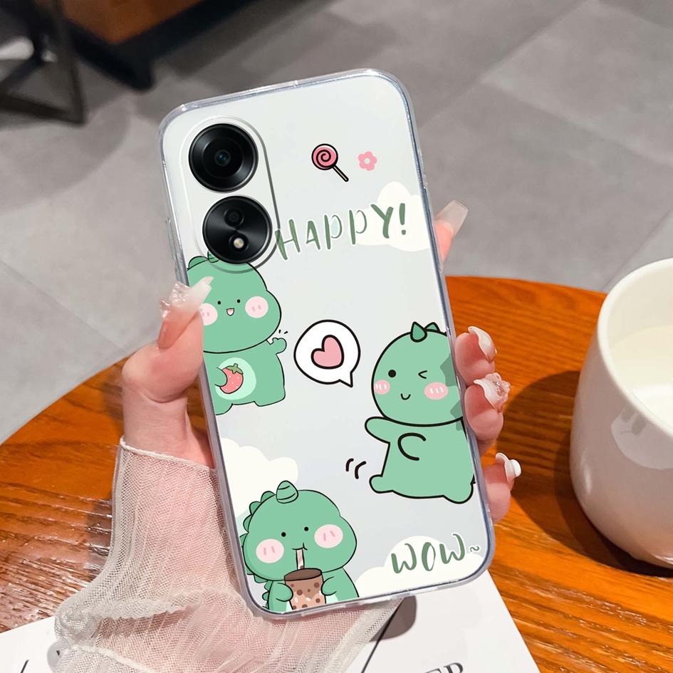 Carcasă nouă pentru Oppo A58 A57 A57S A57e A77 A77S A78 A79 A98 A38 A2 F23 K11 4G 5G Model animal drăguț din silicon transparent anti-alunecare Carcasă durabilă pentru Oppo Capa