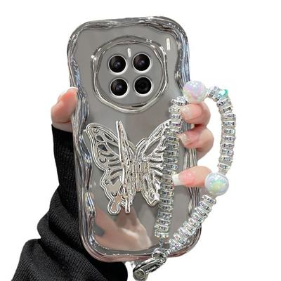 Geeignet für Huawei Pura70 Handyhülle Vivos17 Dreidimensionaler Schmetterlingsständer Kette Oppo Galvanisiertes Silber Xiaomi 14