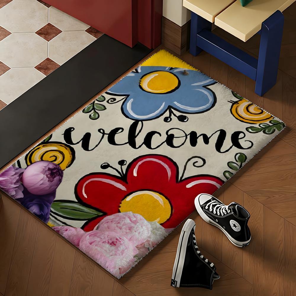 Welcome COOL Floor Mat Soft Flannel Rug Non-Slip Absorbent Mat For Bathroom Bedroom Home Decor