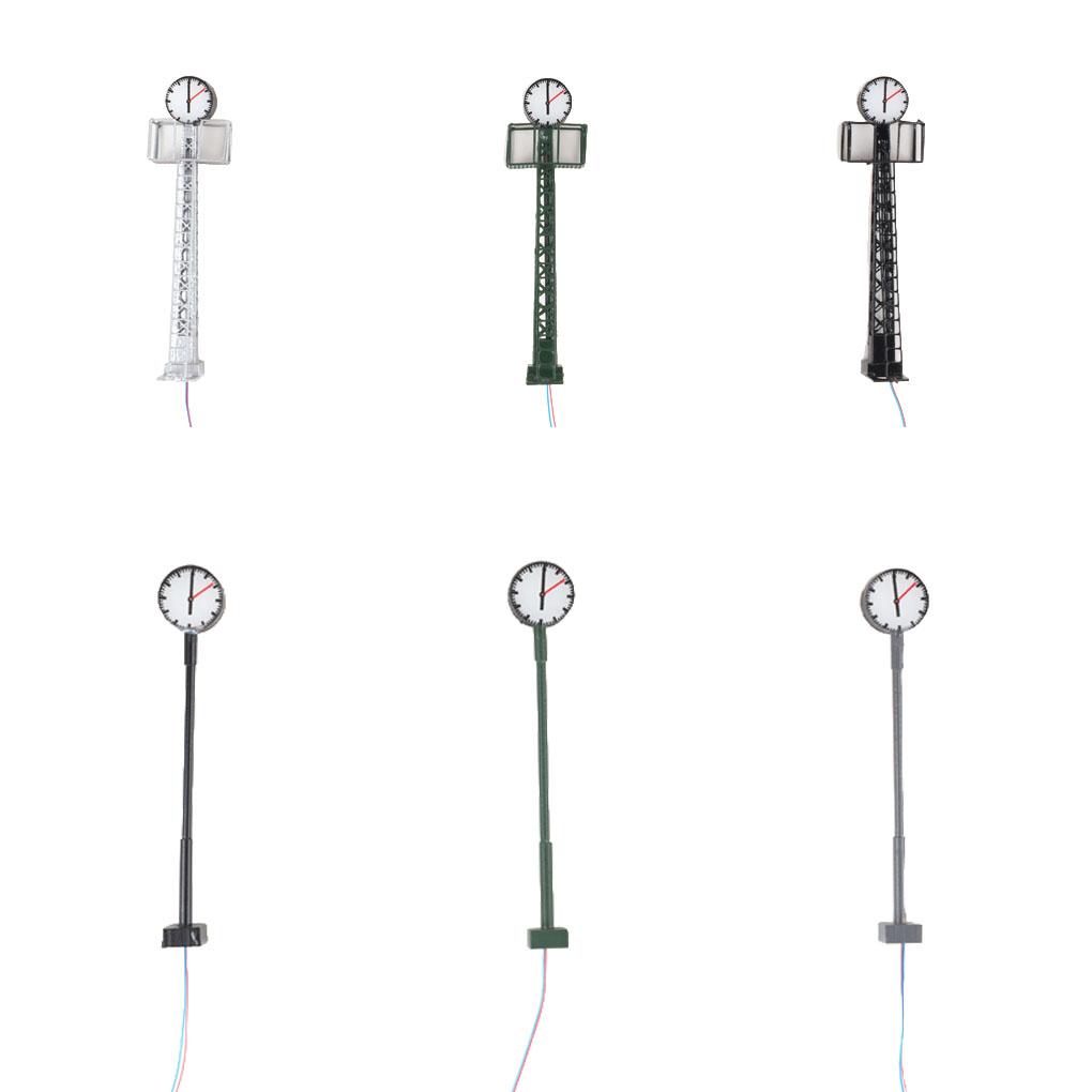 Platform Clock Lamps Metal DIY Material Miniature Lamppost Train Layout Lightweight Post Street Lights Bonsai Decorations