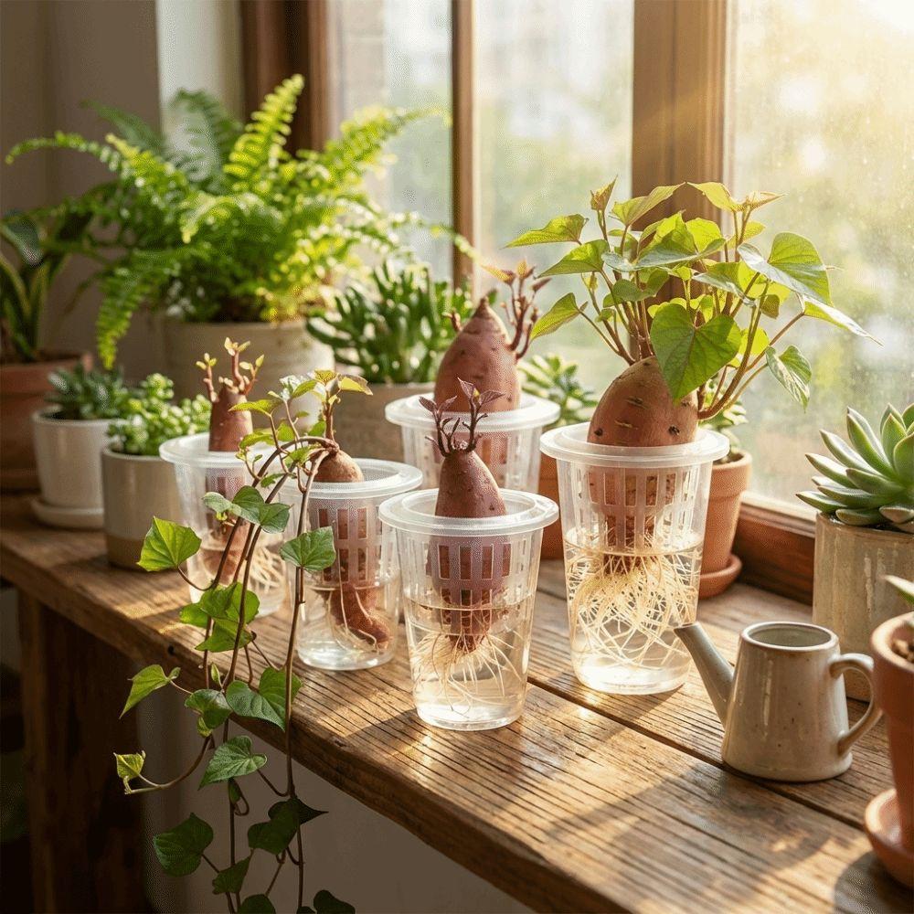 Transparent Plastic Hydroponic Mesh Cups Root View Cups Plant Propagation Plant Nursery Pot Planting Container Flowerpot