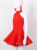 Girls Latin Dance Dress Rhinestone Hollow Back Design with Elastic Shorts and Tassel Earrings