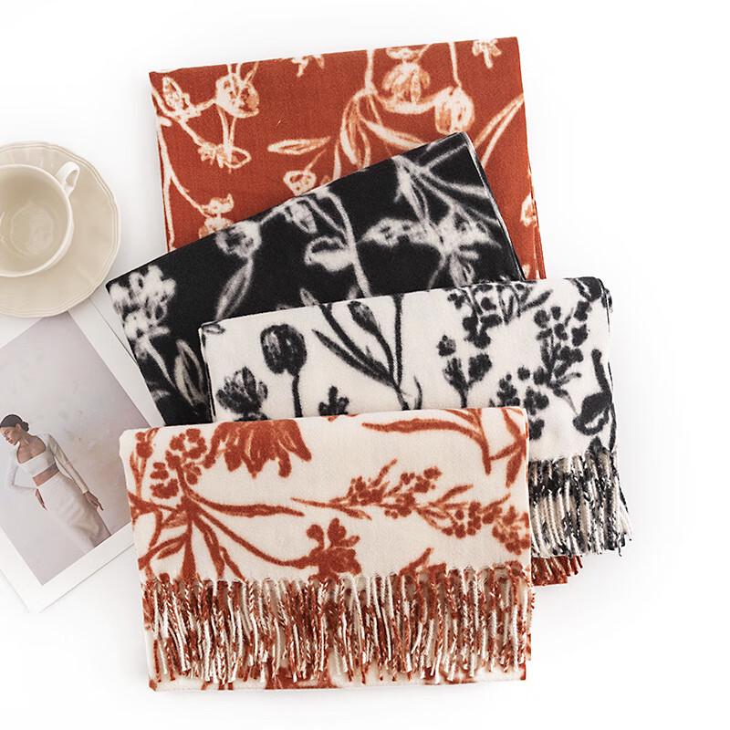 Elegant Floral Printed Imitation Cashmere Shawl Scarf
