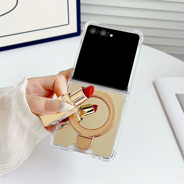 Applicable to Samsung ZFlip7 folding screen mirror magnetic suction bracket mobile phone case crossbody chain anti-drop ZFold7 protective case