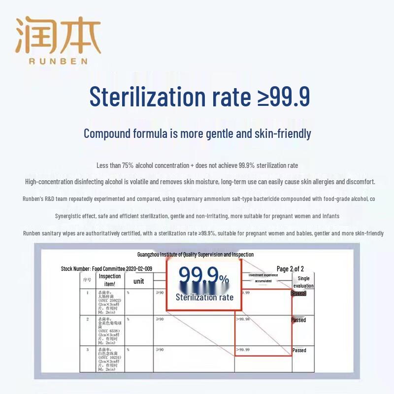 Runben Portable Alcohol Disinfectant Wipes (2 Boxes)