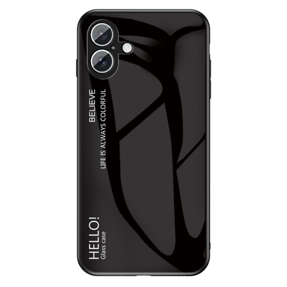 For iPhone 16 Case Anti-Scratch Tempered Glass+PC+TPU Phone Cover