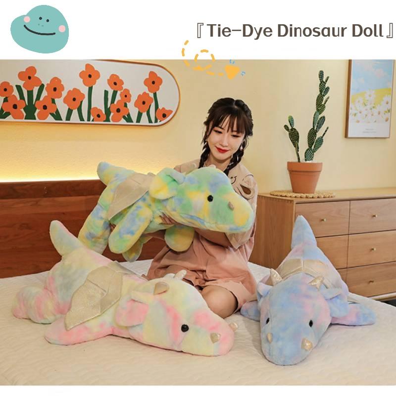 Colorful Small Dragon Plush Toy Pillow Tie-dye Dinosaur Doll Plushie Wholesale Gift