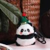 Cute Panda Plush Keychain Ornament - Cartoon Bag Doll Pendant with Rose Decoration