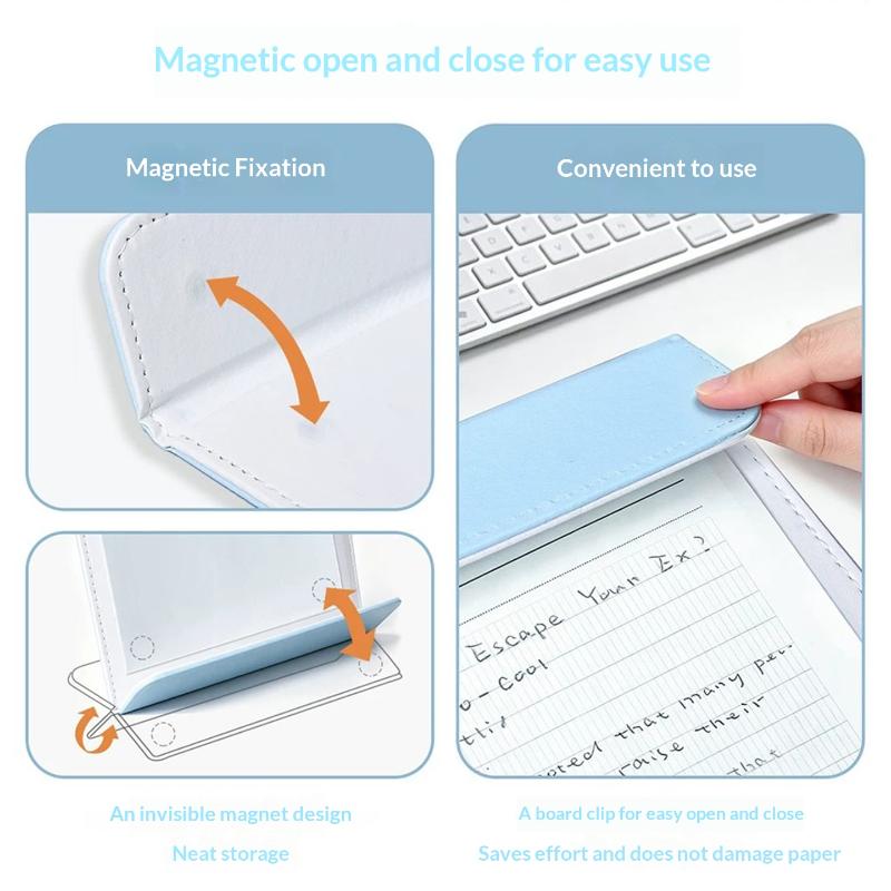1Pcs A4 Pu Leather Clipboard With Magnetic Closure Wear Resistant Surface Perfect For Students Study Office Daily Note Taking