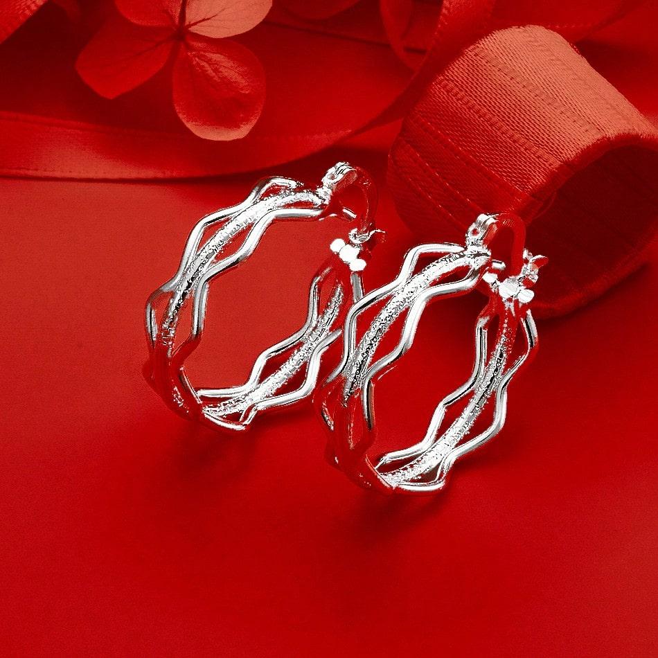 Silver Plated 41mm Smooth Circle Big Hoop Earrings For Women Fashion Party Wedding Accessories Jewelry Christmas Gifts