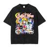 Tsukino Usagi T Shirts Vintage Washed Anime SSailor MMoon Oversized Tshirts Manga Chibiusa Short Sleeve Girl Tops Tees Women