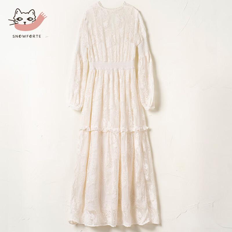 Sino Fu De 100% Mulberry Silk V-Neck A-Line Long Sleeve Dress