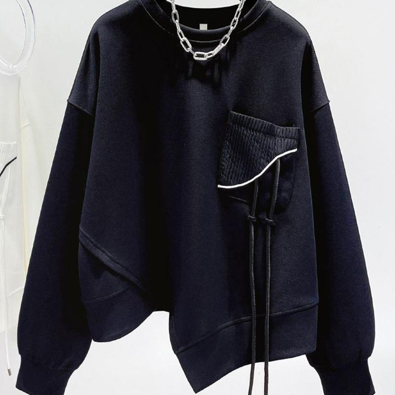Korean Fashion Solid Color Hoodless Sweatshirt Women's Spring Autumn Temperament Loose Thin Niche Design Short