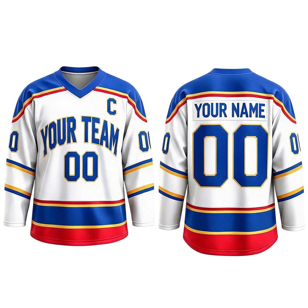 Customizable Hockey Jersey Personalized Team Name Number Long Sleeve V Neck Sportswear for Adults and Youth Suitable for Game Practice