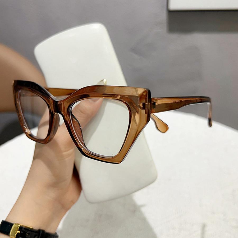 Blaulichtblockierende Brillenfassung für Damen, schlichte Brille, Vintage-Optik, Brille, Unisex, neuer Trend, Computerbrille, Katzenauge mit klarer Linse