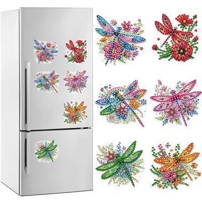 6 Stück Meeresschildkröte Blume Herz Auto Schmetterling Libelle Edelstein Eule Mond Diamant Malerei Kühlschrank Magnetaufkleber für DIY Basteln