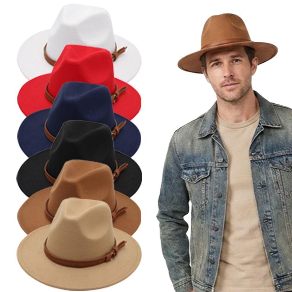 Felt Top Hat Tibetan Style Jazz Fedora Hats New Roll Brim Cowgirl Cap Outdoor Riding