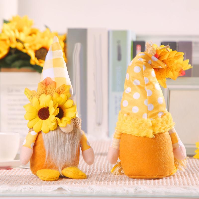 Zhongran Autumn Sunflower Couple Rudolph Doll Standing Posture Decoration Faceless Doll Ornament Props